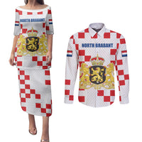 Netherlands North Brabant Province Custom Couples Matching Puletasi and Long Sleeve Button Shirt