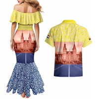 Netherlands North Holland Province Couples Matching Mermaid Dress and Hawaiian Shirt Flag Style