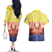 Netherlands North Holland Province Couples Matching Off The Shoulder Long Sleeve Dress and Hawaiian Shirt Flag Style