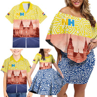 Netherlands North Holland Province Family Matching Off Shoulder Short Dress and Hawaiian Shirt Flag Style