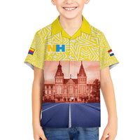 Netherlands North Holland Province Family Matching Puletasi and Hawaiian Shirt Flag Style