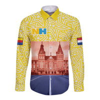 Netherlands North Holland Province Long Sleeve Button Shirt Flag Style