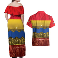 Netherlands Overijssel Province Couples Matching Off Shoulder Maxi Dress and Hawaiian Shirt Flag Style