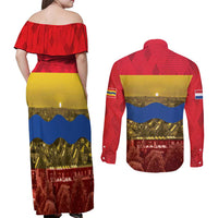 Netherlands Overijssel Province Couples Matching Off Shoulder Maxi Dress and Long Sleeve Button Shirt Flag Style