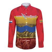 Netherlands Overijssel Province Long Sleeve Button Shirt Flag Style