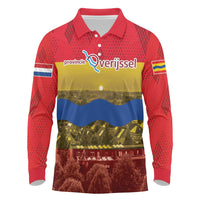 Netherlands Overijssel Province Long Sleeve Polo Shirt Flag Style