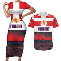 Netherlands Utrecht Province Couples Matching Short Sleeve Bodycon Dress and Hawaiian Shirt Flag Style