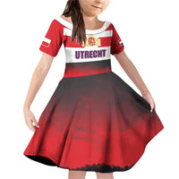 Netherlands Utrecht Province Family Matching Off Shoulder Short Dress and Hawaiian Shirt Flag Style