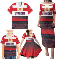 Netherlands Utrecht Province Family Matching Puletasi and Hawaiian Shirt Flag Style