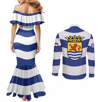 Netherlands Zeeland Province Couples Matching Mermaid Dress and Long Sleeve Button Shirt Flag Style