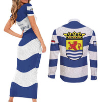 Netherlands Zeeland Province Couples Matching Short Sleeve Bodycon Dress and Long Sleeve Button Shirt Flag Style
