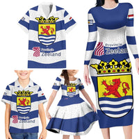Netherlands Zeeland Province Family Matching Long Sleeve Bodycon Dress and Hawaiian Shirt Flag Style