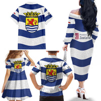 Netherlands Zeeland Province Family Matching Off The Shoulder Long Sleeve Dress and Hawaiian Shirt Flag Style