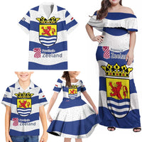 Netherlands Zeeland Province Family Matching Off Shoulder Maxi Dress and Hawaiian Shirt Flag Style