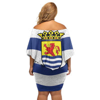 Netherlands Zeeland Province Family Matching Off Shoulder Short Dress and Hawaiian Shirt Flag Style