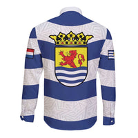 Netherlands Zeeland Province Long Sleeve Button Shirt Flag Style