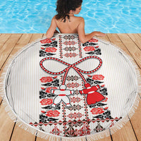 Romanian Traditional Pattern with Martenitsa Beach Blanket Happy Martisor Day 1 March