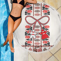 Romanian Traditional Pattern with Martenitsa Beach Blanket Happy Martisor Day 1 March