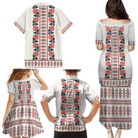 Romanian Traditional Pattern with Martenitsa Family Matching Puletasi and Hawaiian Shirt Happy Martisor Day 1 March