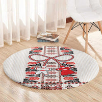Romanian Traditional Pattern with Martenitsa Round Carpet Happy Martisor Day 1 March