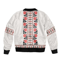 Romanian Traditional Pattern with Martenitsa Sleeve Zip Bomber Jacket Happy Martisor Day 1 March