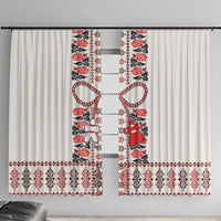 Romanian Traditional Pattern with Martenitsa Window Curtain Happy Martisor Day 1 March