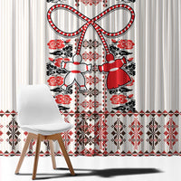 Romanian Traditional Pattern with Martenitsa Window Curtain Happy Martisor Day 1 March
