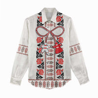 Romanian Traditional Pattern with Martenitsa Women Casual Shirt Happy Martisor Day 1 March