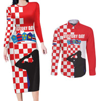 Croatia Victory Day 5 August Couples Matching Long Sleeve Bodycon Dress and Long Sleeve Button Shirt Dan Hrvatskih Branitelja