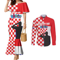 Croatia Victory Day 5 August Couples Matching Mermaid Dress and Long Sleeve Button Shirt Dan Hrvatskih Branitelja