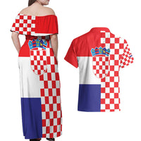 Croatia Victory Day 5 August Couples Matching Off Shoulder Maxi Dress and Hawaiian Shirt Dan Hrvatskih Branitelja