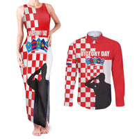 Croatia Victory Day 5 August Couples Matching Tank Maxi Dress and Long Sleeve Button Shirt Dan Hrvatskih Branitelja