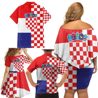 Croatia Victory Day 5 August Family Matching Off Shoulder Short Dress and Hawaiian Shirt Dan Hrvatskih Branitelja