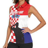 Croatia Victory Day 5 August Women Sleeveless Polo Shirt Dan Hrvatskih Branitelja