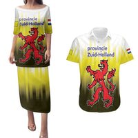 Netherlands Provincie Zuid-Holland Personalized Couples Matching Puletasi and Hawaiian Shirt Flag Style