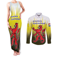 Netherlands Provincie Zuid-Holland Personalized Couples Matching Tank Maxi Dress and Long Sleeve Button Shirt Flag Style