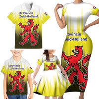 Netherlands Provincie Zuid-Holland Personalized Family Matching Short Sleeve Bodycon Dress and Hawaiian Shirt Flag Style