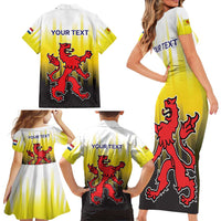Netherlands Provincie Zuid-Holland Personalized Family Matching Short Sleeve Bodycon Dress and Hawaiian Shirt Flag Style