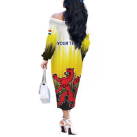 Netherlands Provincie Zuid-Holland Personalized Off The Shoulder Long Sleeve Dress Flag Style