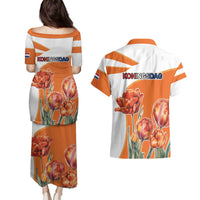 Netherlands Koningsdag Couples Matching Puletasi and Hawaiian Shirt Happy King's Day