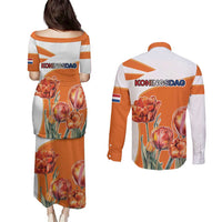 Netherlands Koningsdag Couples Matching Puletasi and Long Sleeve Button Shirt Happy King's Day