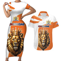 Netherlands Koningsdag Couples Matching Short Sleeve Bodycon Dress and Hawaiian Shirt Happy King's Day