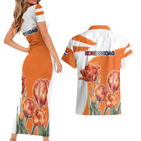 Netherlands Koningsdag Couples Matching Short Sleeve Bodycon Dress and Hawaiian Shirt Happy King's Day