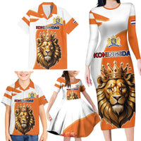 Netherlands Koningsdag Family Matching Long Sleeve Bodycon Dress and Hawaiian Shirt Happy King's Day