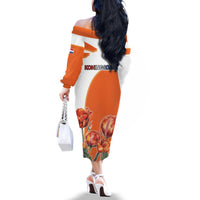 Netherlands Koningsdag Family Matching Off The Shoulder Long Sleeve Dress and Hawaiian Shirt Happy King's Day