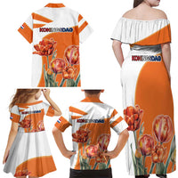Netherlands Koningsdag Family Matching Off Shoulder Maxi Dress and Hawaiian Shirt Happy King's Day