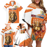 Netherlands Koningsdag Family Matching Off Shoulder Short Dress and Hawaiian Shirt Happy King's Day