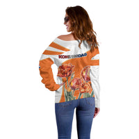 Netherlands Koningsdag Off Shoulder Sweater Happy King's Day