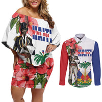 Haitian Revolution 1791-1804 Couples Matching Off Shoulder Short Dress and Long Sleeve Button Shirt Lage d Lendependans