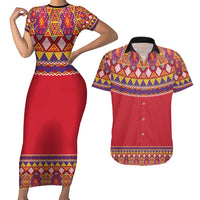 Greenland National Costumes Couples Matching Short Sleeve Bodycon Dress and Hawaiian Shirt Inuit Kalaallisuut style